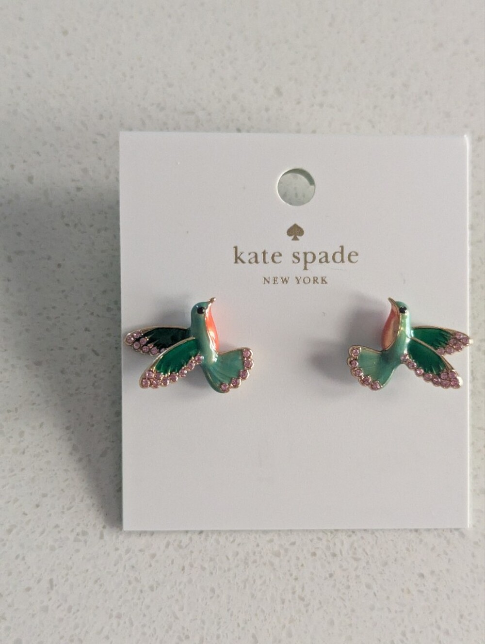 kate spade New York Hummingbird Stud Earrings - Green & Pink - Picture 3 of 5